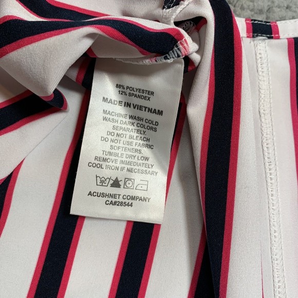 FootJoy Mens Polo Golf Shirt Sz XXL Athletic Fit White Navy Pink Striped - Picture 7 of 7